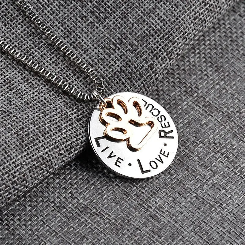 Round Dog Paw Tag Short Necklace