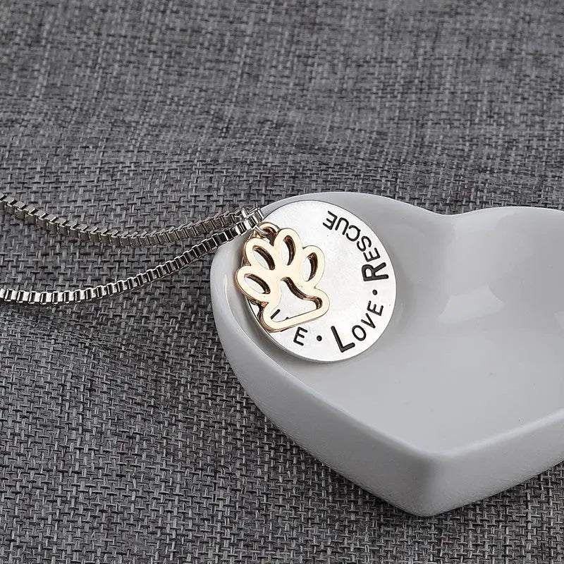 Round Dog Paw Tag Short Necklace