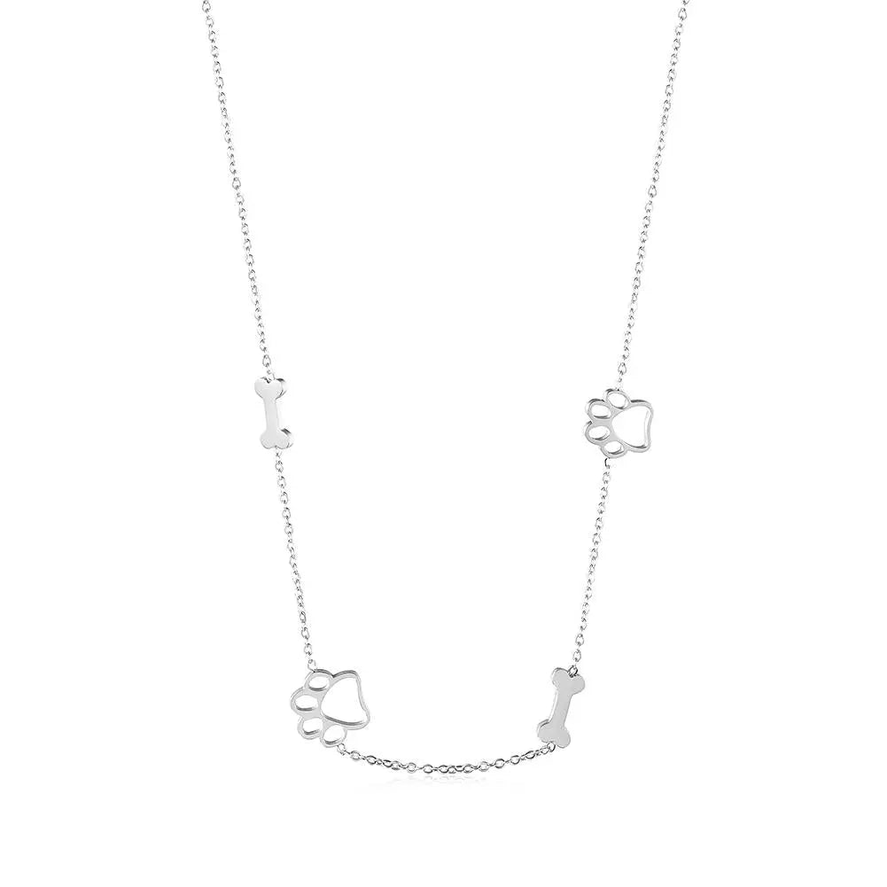 Puppy Paw and Bone Necklace