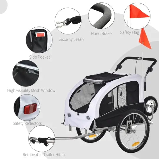 Elite II 2-In-1 Pet Dog Bike Trailer and Stroller