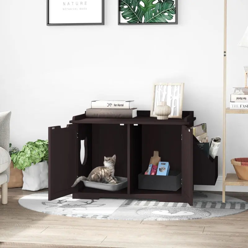 Cat Litter Box Nightstand End Table Enclosure
