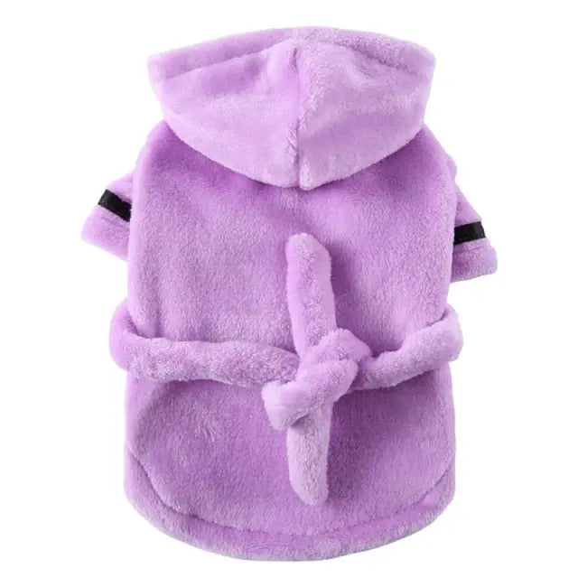 Luxury Soft Pet Dog Puppy Hooded Bathrobe