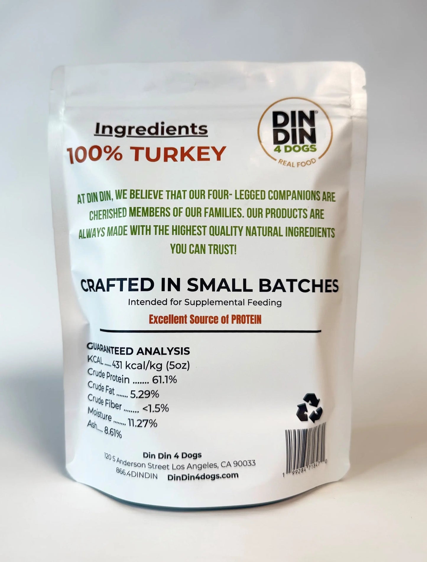 100% Turkey Dog Treats, 5 Ounce Bag, Single Ingredient, High Protein - FurvanaWell