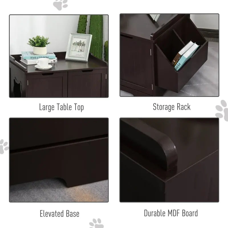 Cat Litter Box Nightstand End Table Enclosure