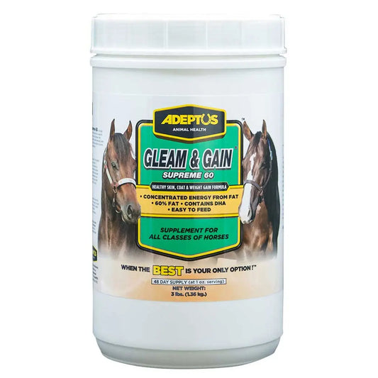Adeptus Gleam & Gain Supreme 60 Coat & Weight Gain Supplement for Horses