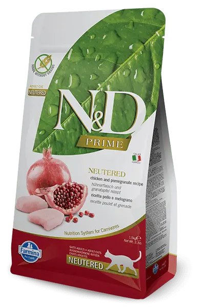 Farmina Prime N&D Natural & Delicious Grain Free Chicken & Pomegranate Neutered Adult Dry Cat Food