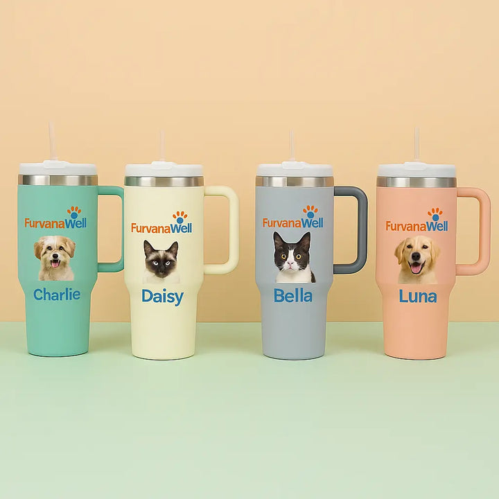 Custom 40oz pet photo tumbler with insulated stainless steel design"
"Personalized pet tumbler showing custom photo printing quality"
"Large capacity pet lover travel mug with leak-proof lid"
"Custom pet memorial tumbler with high-resolution photo printing"
"Insulated pet photo tumbler perfect for hot and cold beverages