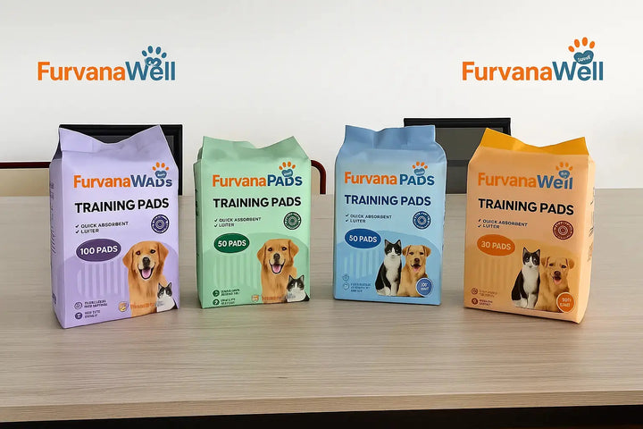 "Super absorbent pet training pads on floor"
"Leak-proof puppy training pads with odor control"
"Stack of white pet training pads for house training"