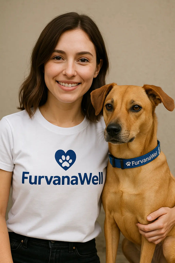 "FurvanaWell classic short sleeve t-shirt in comfortable cotton blend"
"Pet lover t-shirt with FurvanaWell logo front design"
"Casual short sleeve shirt for dog and cat enthusiasts"
"Comfortable pet-themed t-shirt in classic fit style"