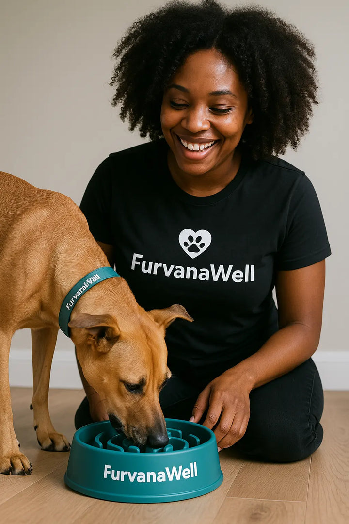 "FurvanaWell classic short sleeve t-shirt in comfortable cotton blend"
"Pet lover t-shirt with FurvanaWell logo front design"
"Casual short sleeve shirt for dog and cat enthusiasts"
"Comfortable pet-themed t-shirt in classic fit style"