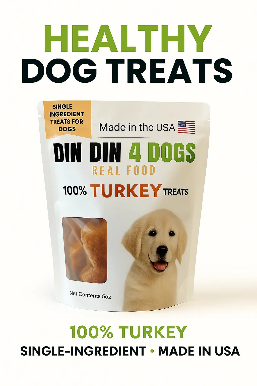 100% Turkey Dog Treats, 5 Ounce Bag, Single Ingredient, High Protein - FurvanaWell
