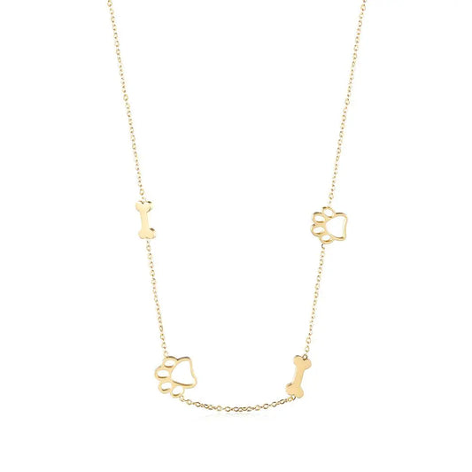 Puppy Paw and Bone Necklace