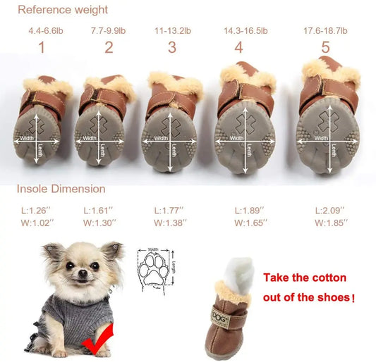 Dog Australia Waterproof Fleece-Lined Warm Dog Snow Boots