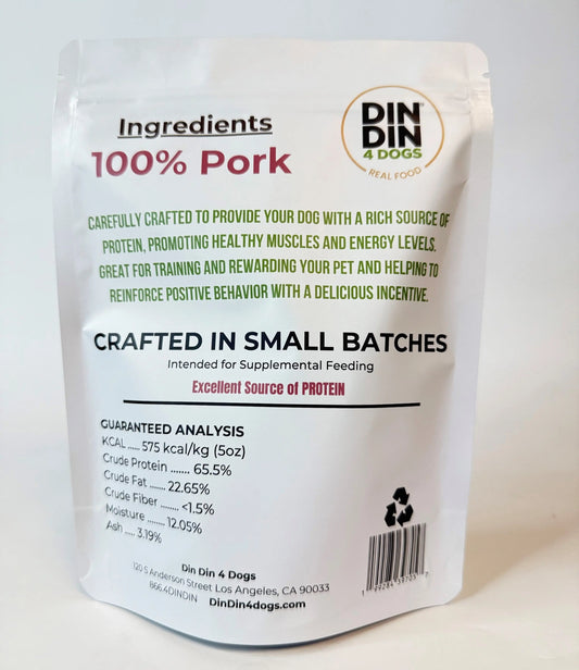 100% Pork Dog Treats, 5 Ounce Bag, Single Ingredient, High Protein - FurvanaWell