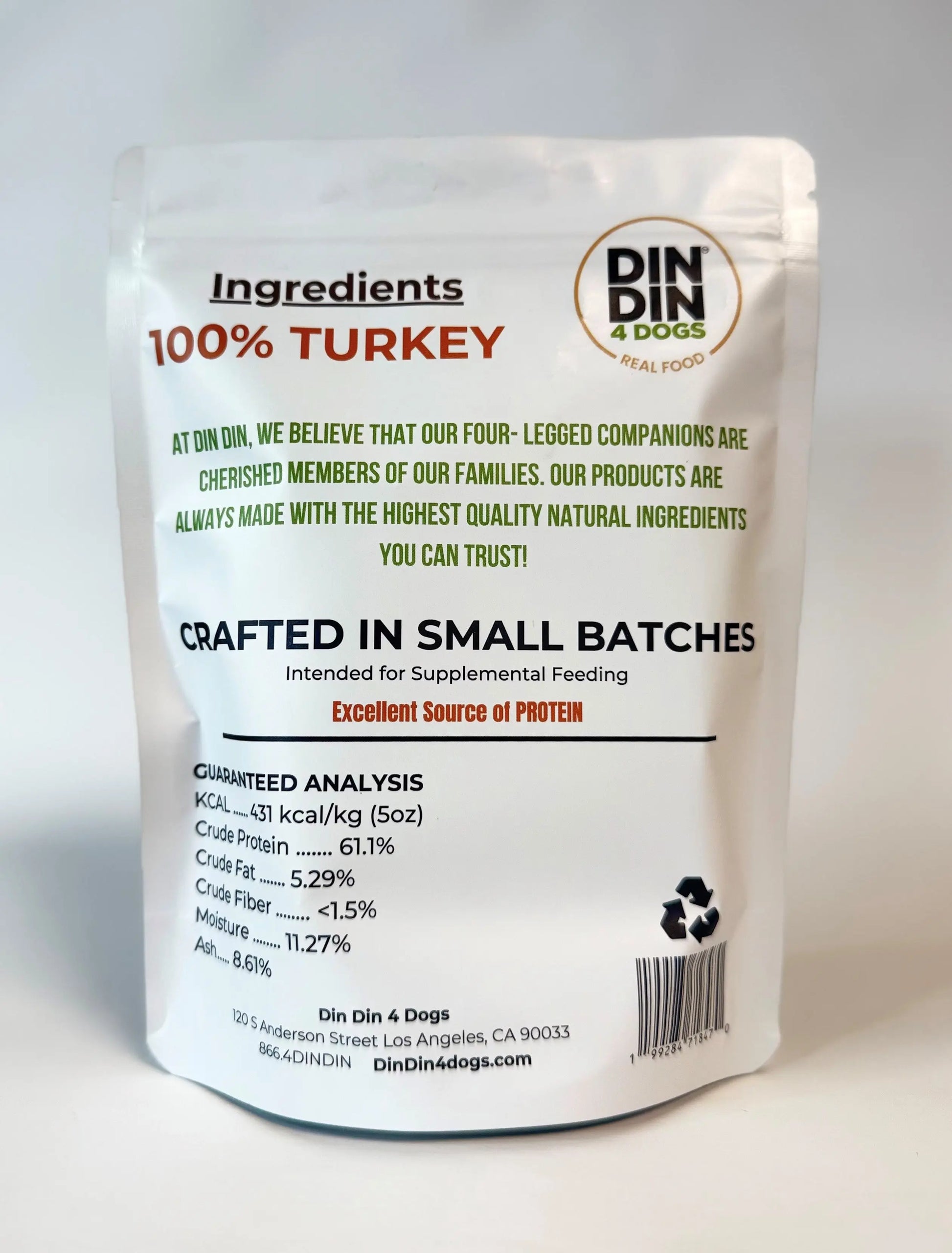 100% Turkey Dog Treats, 5 Ounce Bag, Single Ingredient, High Protein - FurvanaWell